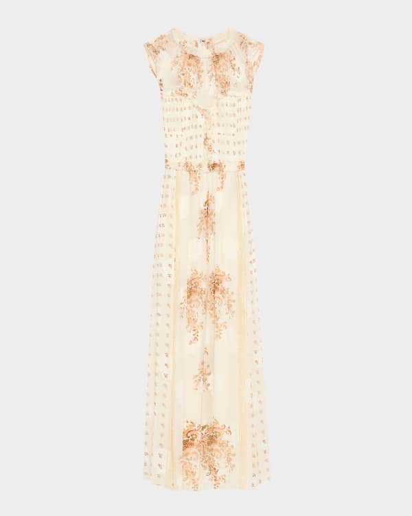 Tory Burch Printed Smocked Midi Dress | Neiman Marcus