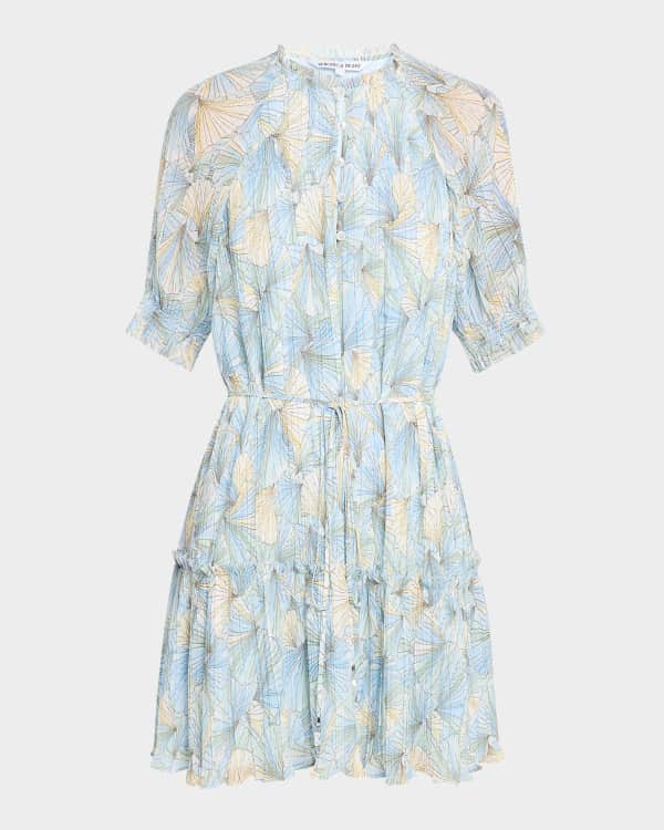 Ganni Floral Embellished Mesh Mini Dress | Neiman Marcus