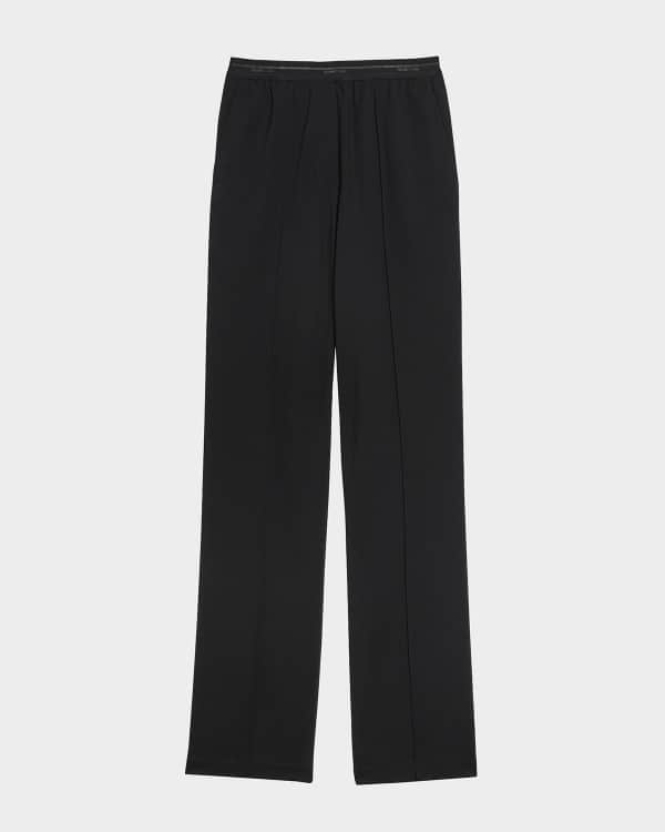 Ganni Twill Curved-Leg Suiting Pants | Neiman Marcus