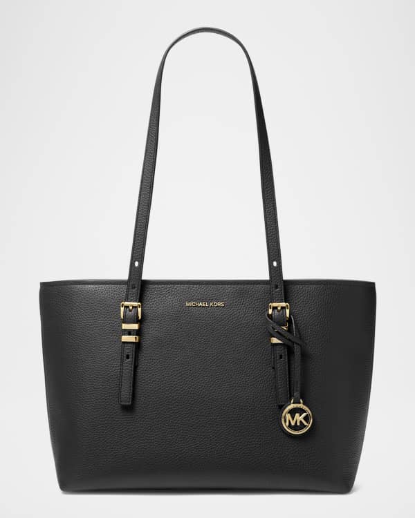 トートバッグ Michael By Michael Kors Black Leather Moore Shopping Bag MICHAEL Michael Kors Moore Large Buckle Leather Tote Bag