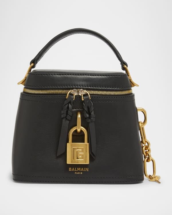 Balmain B-Buzz Dynasty Top-Handle Bag in Checkered Satin