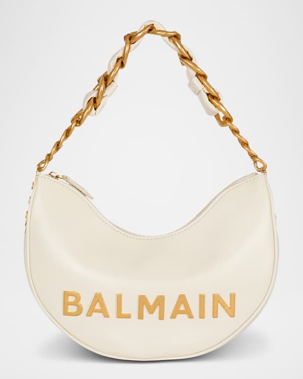 Balmain 1945 Moon Shoulder Bag in Grid Quilted Denim