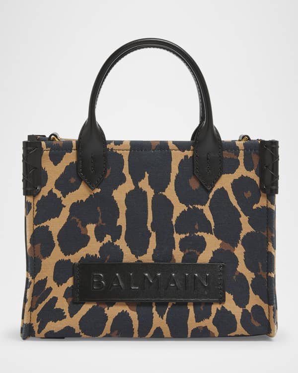 Balmain B-Army Medium Shopper Tote Bag in Raffia and Leather