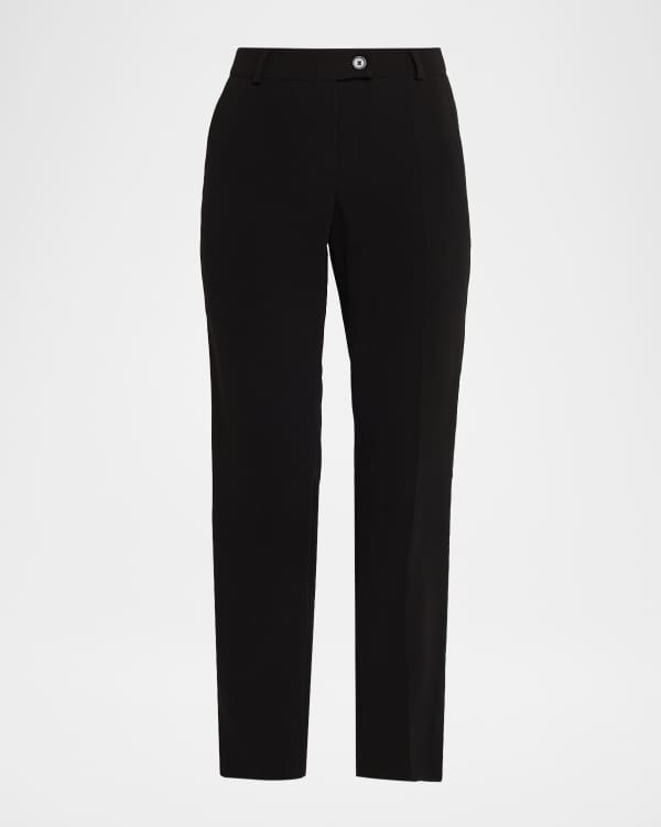 Giorgio Armani Shantung Silk Pleated Straight-Leg Trousers