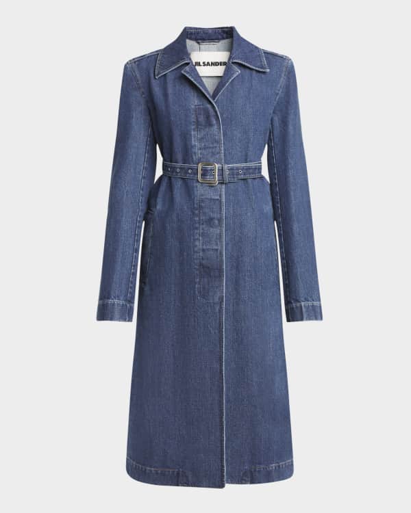 ALAIA Wrap Denim Trench Coat | Neiman Marcus