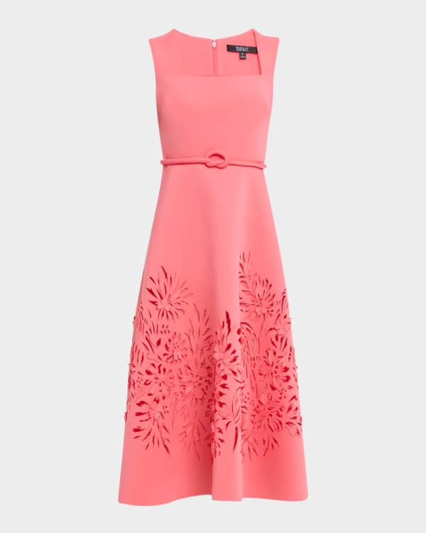 navy blue dress for baby girl Badgley Mischka womens Embroidered Midi Dress, 14, Blue main image 1