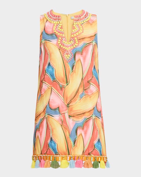 Badgley Mischka Collection Embellished Long-Sleeve Scuba Coat Dress |  Neiman Marcus