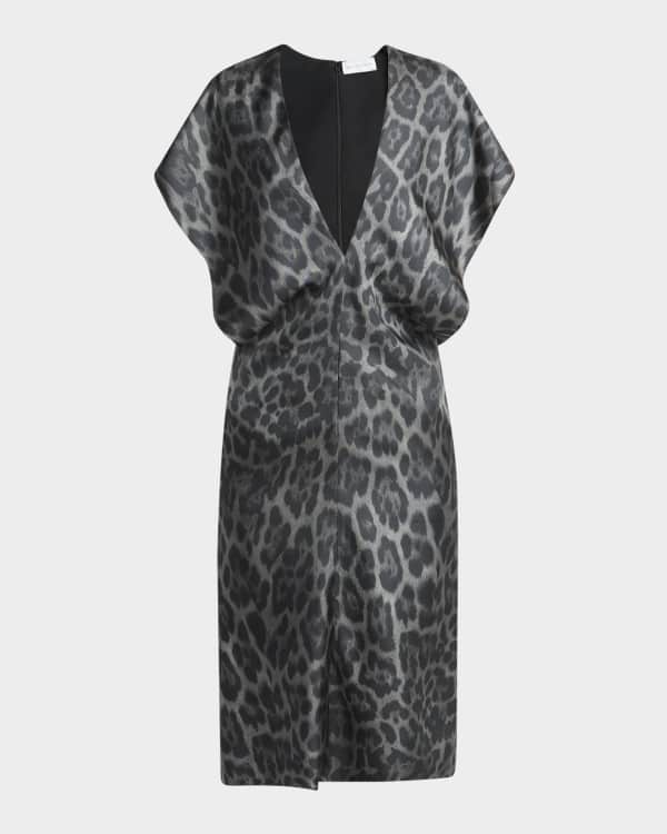 Albini Mosaic Ruched Stretch Silk Dress