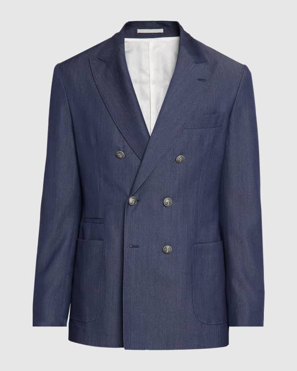 Brunello Cucinelli Men's Satin Peak Lapel Double-Breasted