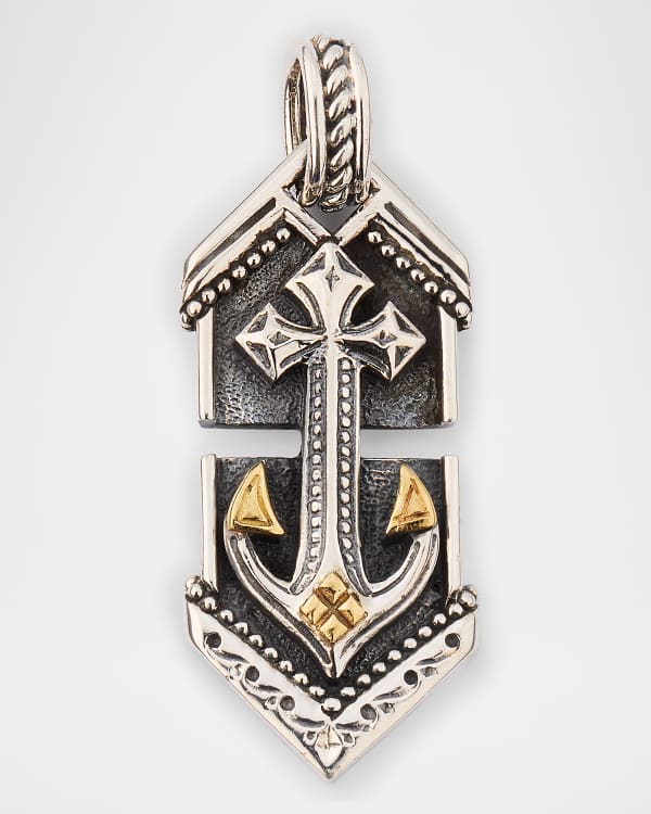 Konstantino Men's Two-Tone Black Onyx Cross Pendant with