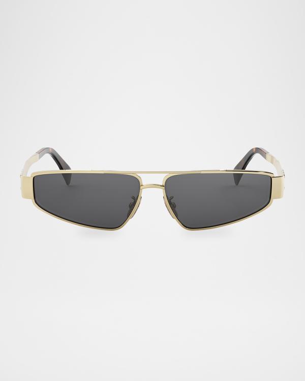 Celine Flattop Two-Tone Shield Sunglasses | Neiman Marcus display picture 3