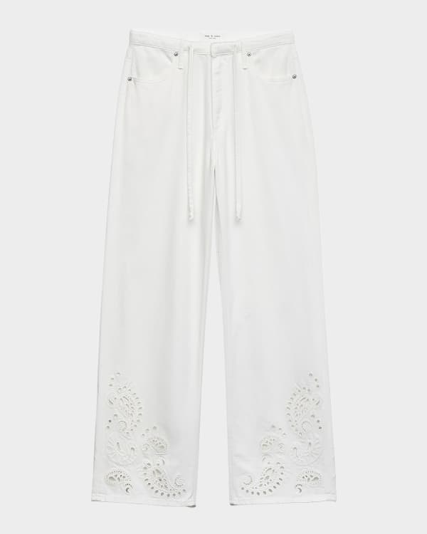 cigarette embroidered jeans Rag & Bone Nina High-Rise Ankle Cigarette Jeans in 10-oz. Stretch Denim