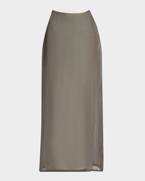 スカート MAX MARA Women Mid Skirts PIANOSA 742 002 BROWN Denim-effect cotton skirt, brown | 