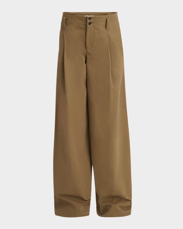 Chloe Wide-Leg Stretch Wool Trousers | Neiman Marcus