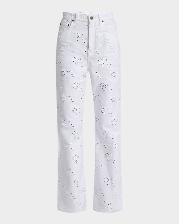 Chloe Mid-Rise Godet Flare Trousers | Neiman Marcus