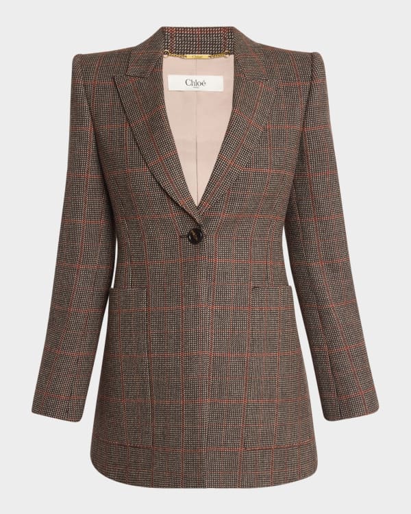 ジャケット Chloe Embroidered Wool Blazer Chloe Horse Embroidered Velvet Blazer Jacket Crimson Brown