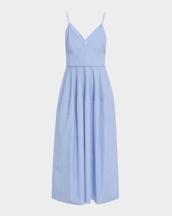 Brunello Cucinelli Striped Sleeveless Monili-Shoulder Belted