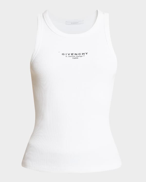 【送料&関税込】Givenchy Ribbed Top Logo ribbed-knit cotton tank top in white - Givenchy | Mytheresa