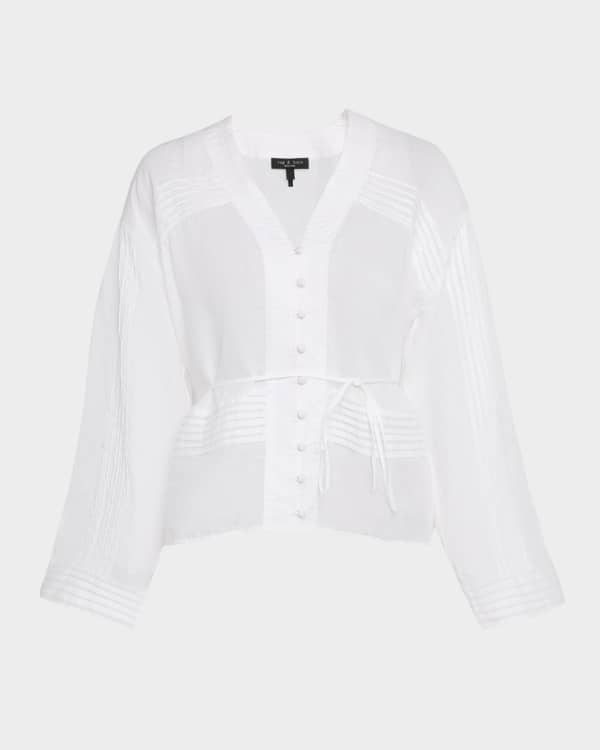 Tory Burch Asymmetric Poplin Wrap Shirt | Neiman Marcus