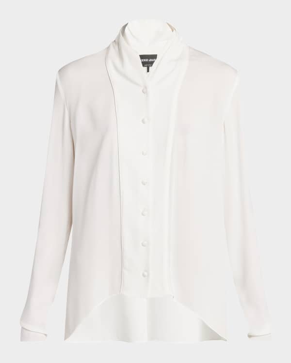 Khaite Quico Balloon-Sleeve Oversized Silk Blouse | Neiman Marcus