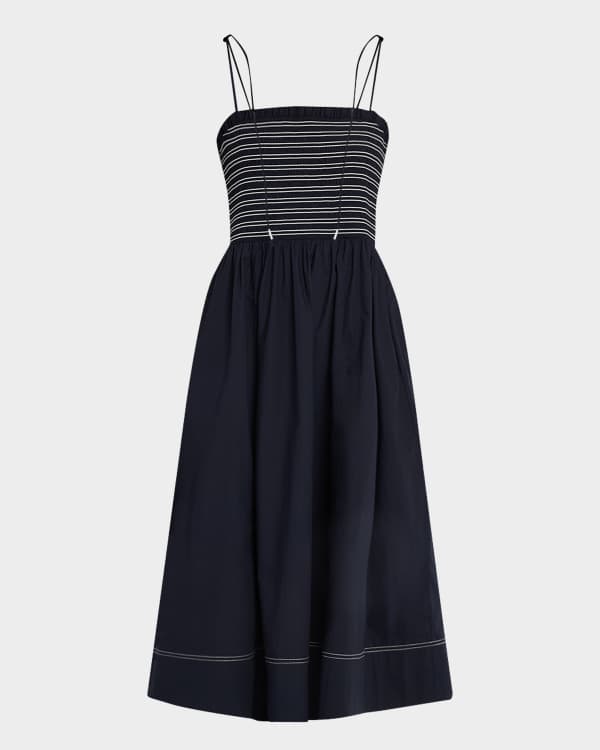 Ganni Belted Denim Snakeskin Midi Dress | Neiman Marcus