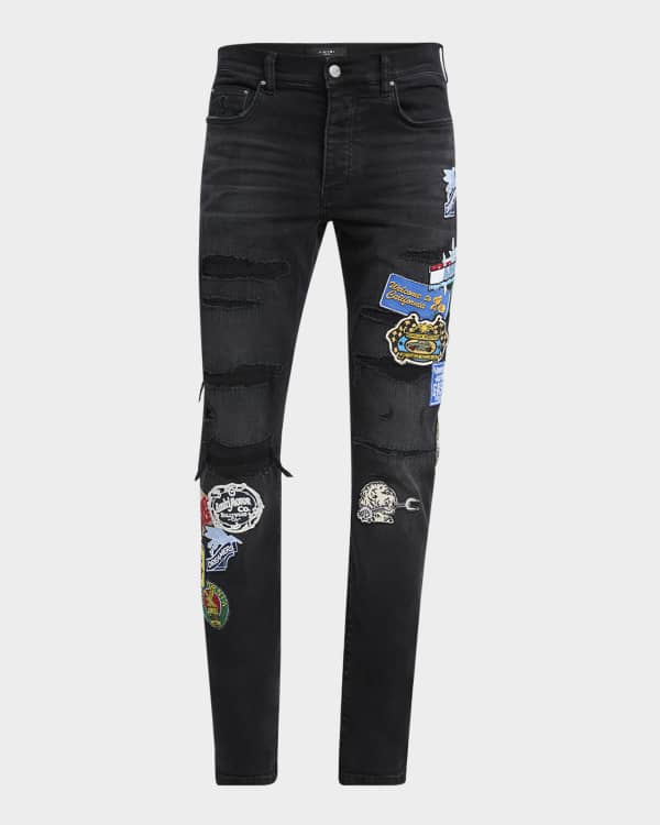 Amiri Men's Crystal-Embellished Repaired Baggy Jeans