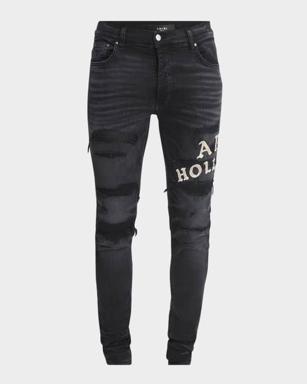 Amiri Men's MX1 Boucle-Patch Destroyed Skinny Jeans | Neiman