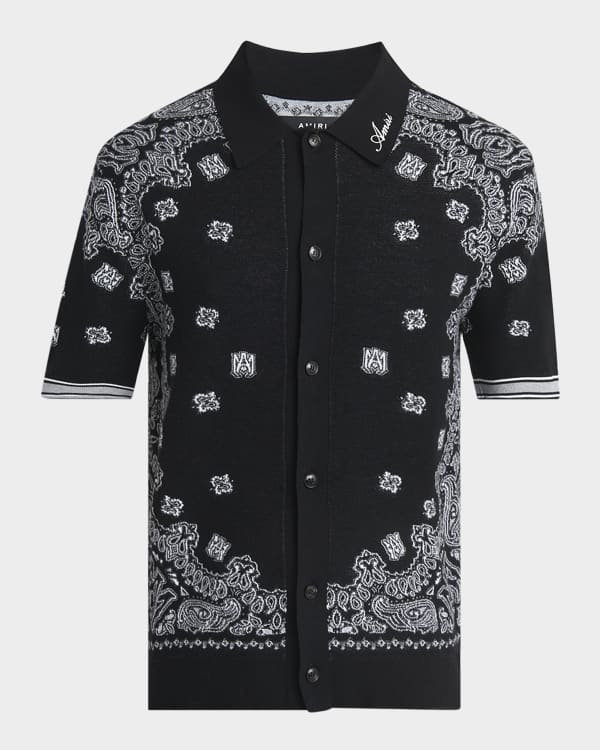 【送料関税込】AMIRI Short Sleeve Mesh Polo Amiri Men's Lurex Mesh Polo Shirt | Neiman Marcus