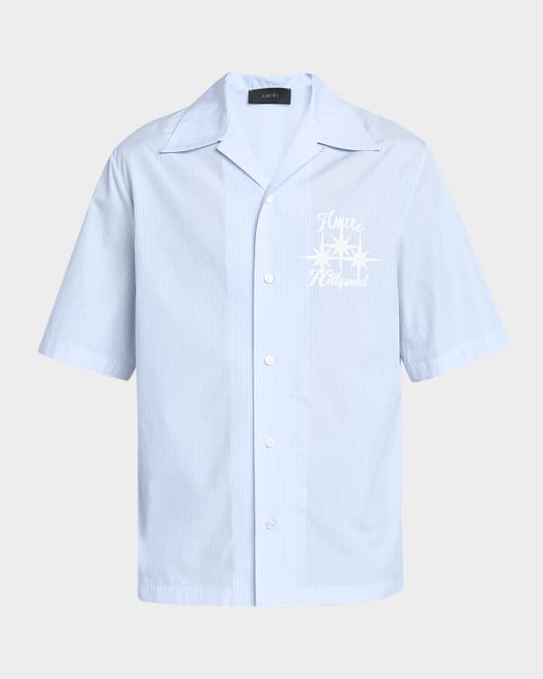 Amiri Men's MA Quad Denim Snap-Front Baseball Shirt | Neiman