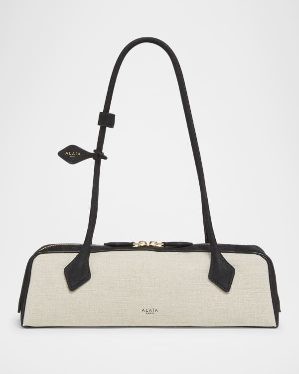 ALAIA Mina 25 Shoulder Bag in Paper Straw and Leather