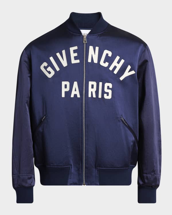 レザージャケット GIVENCHY LEATHER JACKETS NAVY Givenchy Men's Leather Concealed-Zip Bomber Jacket | Neiman
