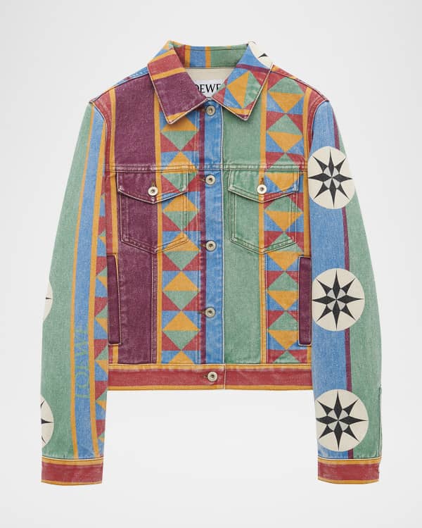 Loewe Balloon Zip-Up Drawstring Denim Jacket | Neiman Marcus