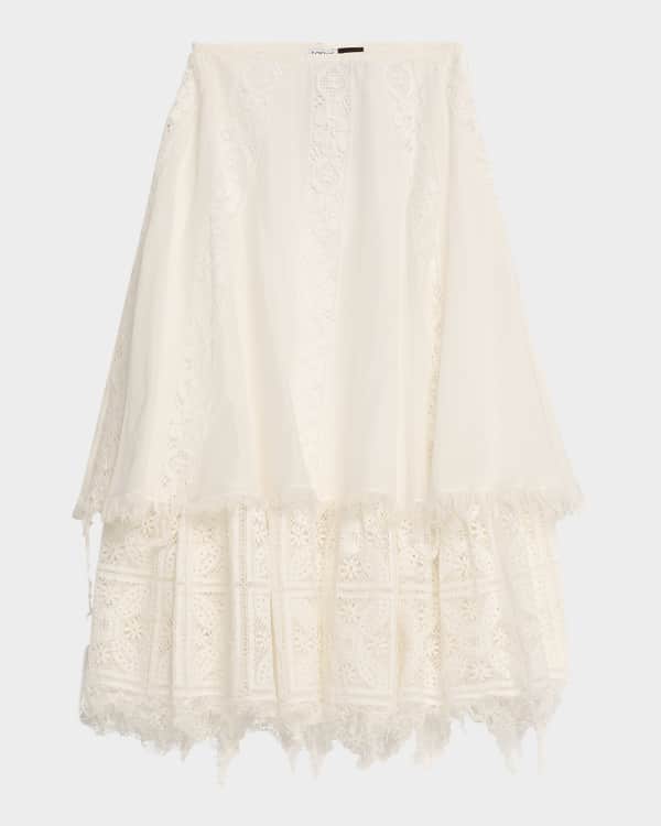 【関税込み】LOEWE Ruffled skirt LOEWE Ruffled leather-trimmed cotton-twill midi skirt | NET