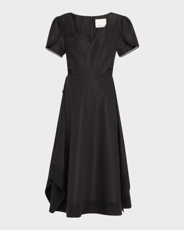 3.1 Phillip Lim Tulip-Sleeve Compact Rib Midi Dress | Neiman Marcus
