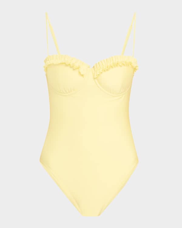 【THE MOZZ】Allen Belted One Piece Solid and Striped The Spencer Belted One-Piece Swimsuit