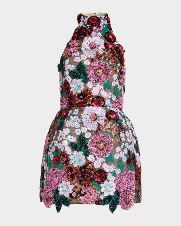 Bronx and Banco Casey Floral Lace Fit-&-Flare Mini Dress | Neiman Marcus
