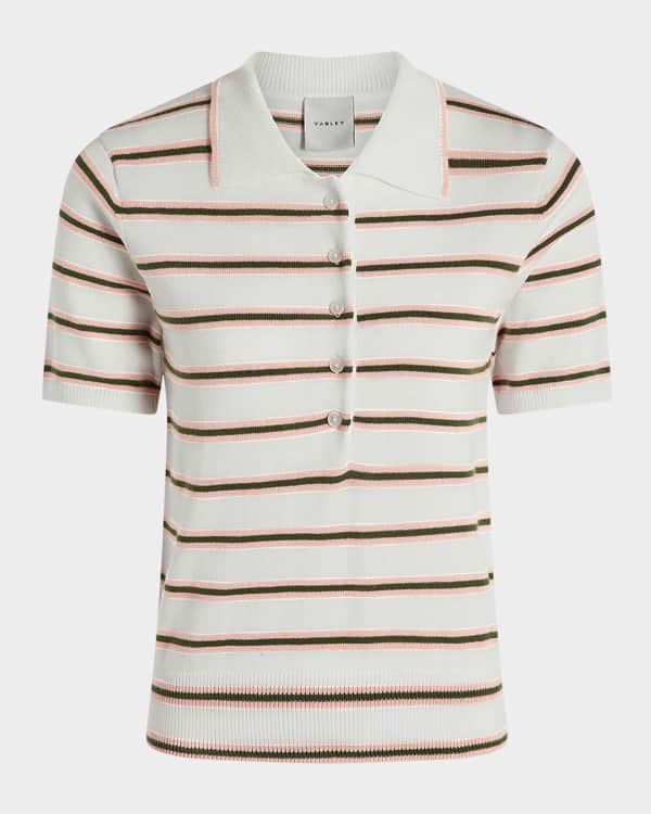 Ganni Mini Ribbed Merino Polo Shirt | Neiman Marcus