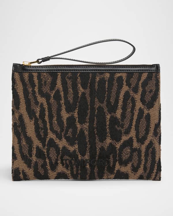 TOM FORD Wallis Metallic Python-Embossed Leather Clutch Bag
