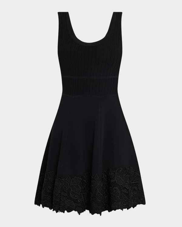 MAJE [マージ] Eyelet Knit Mini Dress Short eyelet knit dress Black / Gray for Women | Maje