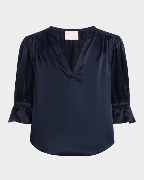 Cinq a Sept Fiona Floral Puff-Sleeve Top | Neiman Marcus