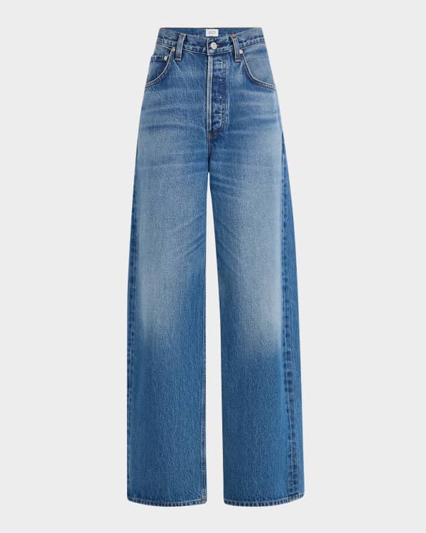 7 for all mankind Low-Slung Wide-Leg Rhinestone Jeans