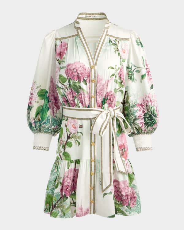Alice + Olivia Timeless Blossom Bertha Mini Shirtdress