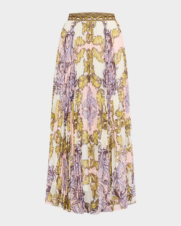 Alice + Olivia Katz Leopard Pleated Maxi Skirt | Neiman Marcus