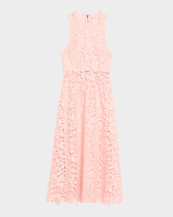Eva Floral-Embroidered High-Low Midi Dress