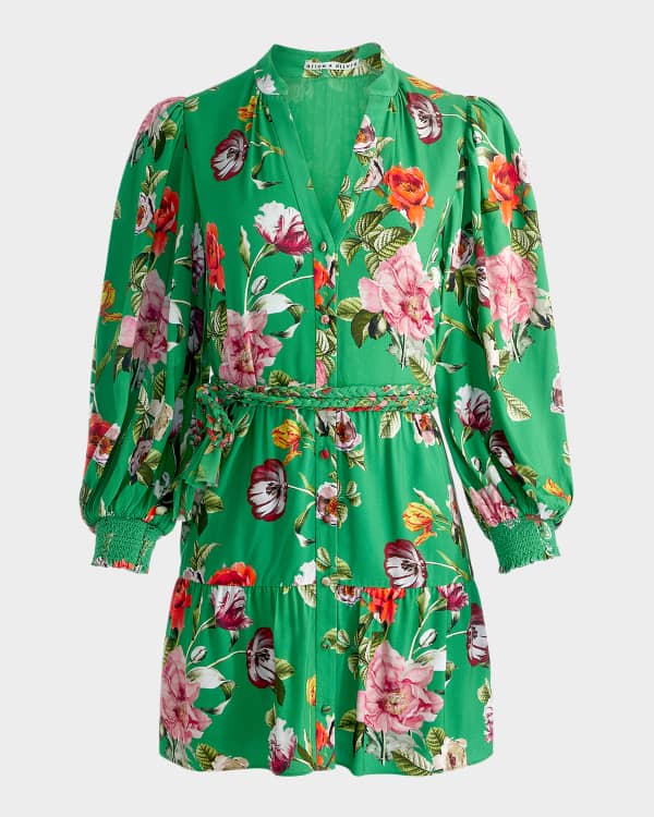 Alice + Olivia Timeless Blossom Bertha Mini Shirtdress