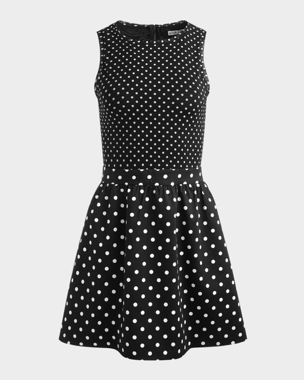 Alice + Olivia Trevor Mixed Media Mini Dress | Neiman Marcus