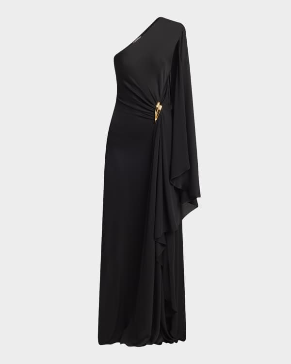 Coperni Lace-Cutout One-Shoulder Asymmetric Maxi Dress