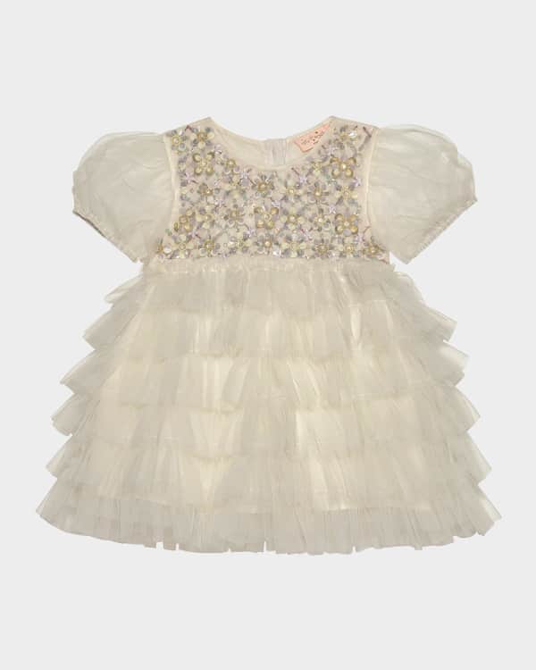 Girl's Lea Check Short-Sleeve Dress & Bloomers, Size Newborn-18M