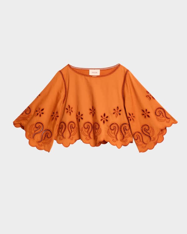 Johanna Ortiz Garua Gathered Puff-Sleeve Crop Top - BCI