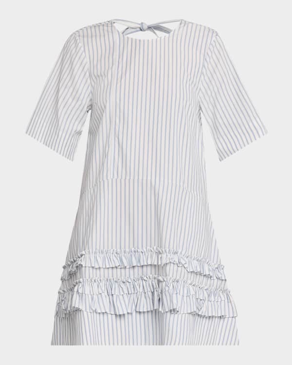 Ganni V-Neck Beaded Panel Mini Dress | Neiman Marcus